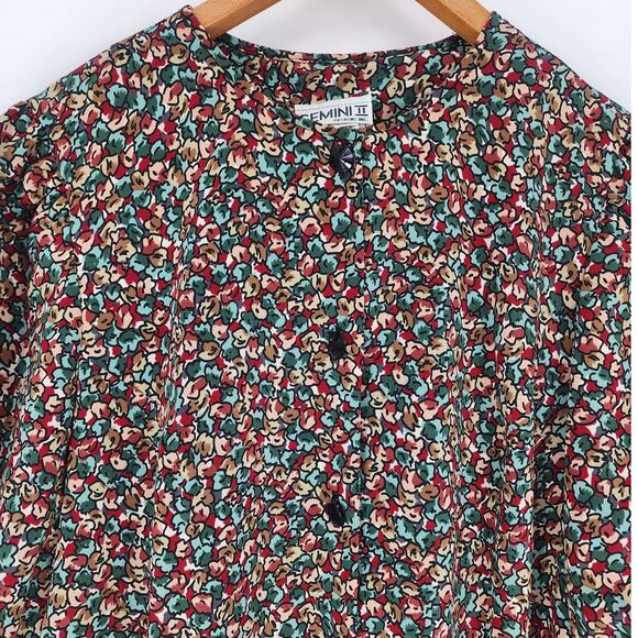 Vintage Floral Button Front Blouse Black Trim Size 20 Made in USA - Picture 4 of 12